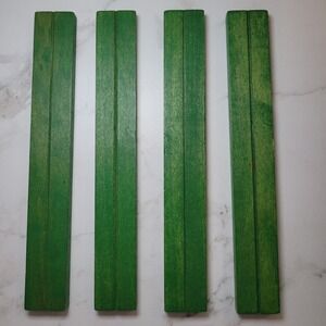 Lincoln Logs Flat Green Replacement Pieces 8 Inch Wood Roof Slats Set of 4